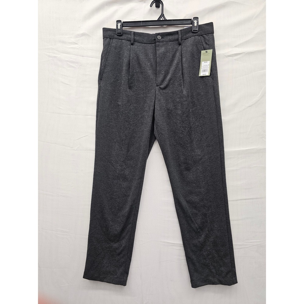 Goodfellow & Co Mens Pleated Tapered Dress Pants Navy Poly Blend Casual Size 36